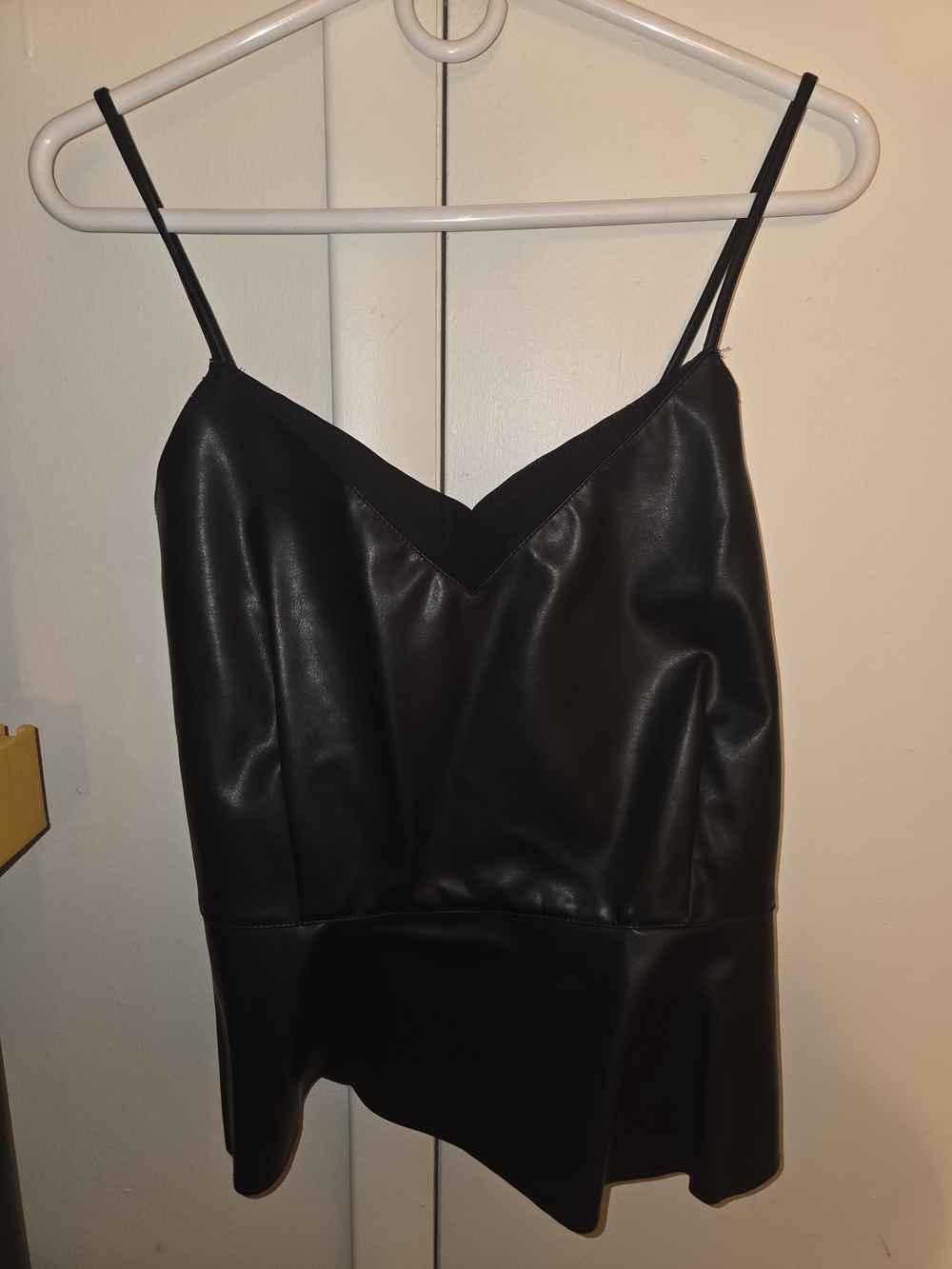 H&M Black Faux Leather Spaghetti Strap Cami